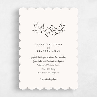 Beige Scalloped Wedding Invitation - Camarine Portrait