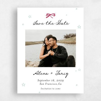 White Wedding Save the Date - Moire Photo