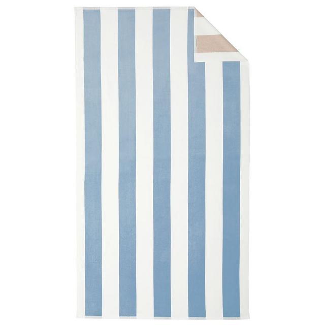 Chambray/Flax Reversible Awning Striped Organic Beach Towel, 40x72"