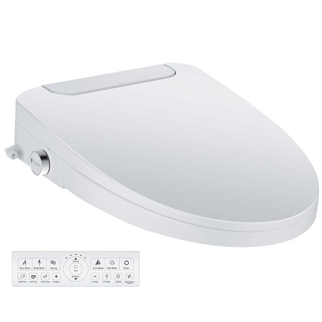 mijashy Electric Bidet Toilet Seat, Elongated, Warm Water with Air Dryer, Heated Seat and Slow Close Lid, Front and Rear Wash, LED Nightlight, Wireless Remote, White, 101