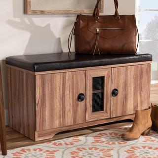 Valina Faux Leather Upholstered 2-Door Shoe Storage Bench