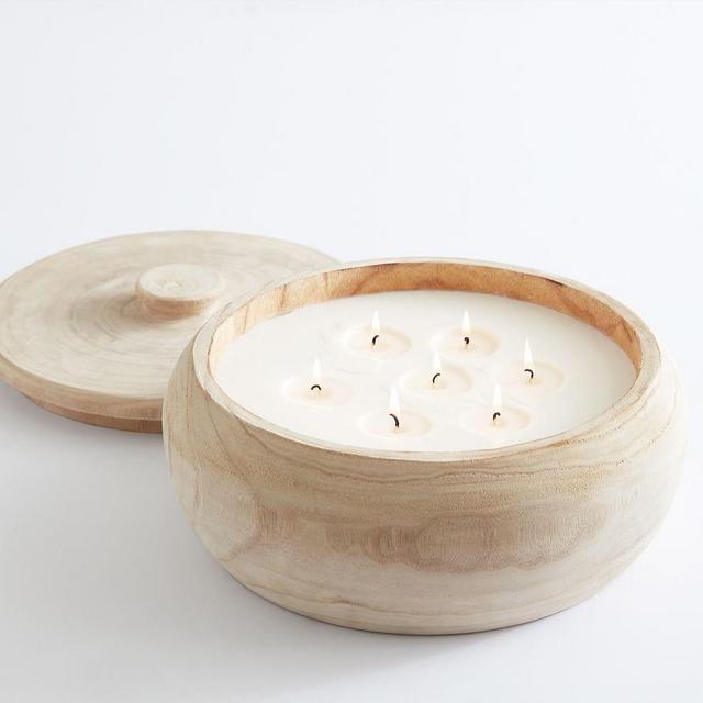 Citronella Wood Candle, Natural, Large Lidded