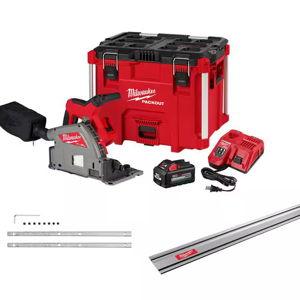 M18 FUEL 18V Li-Ion Brushless Cordless 6-1/2 in. Plunge Track Saw Kit w/55 in. Track Saw Guide Rail & Track Connector