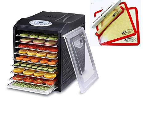 Samson "Silent" 9 Stainless Steel Tray Dehydrator with Digital Timer and Temperature Control for Fruit, Vegetables, Beef Jerky, Herbs, Dog Treats, Fruit Leathers and More PLUS 9 Samson Silicone Sheets