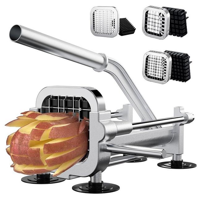 Eascandy French Fry Cutter, Heavy Duty Potato Slicer, Stainless Steel Potato Cutter for Sweet Potato, Carrot, Yam, Cucumbers. (1/2&3/8&1/4 Cutter)