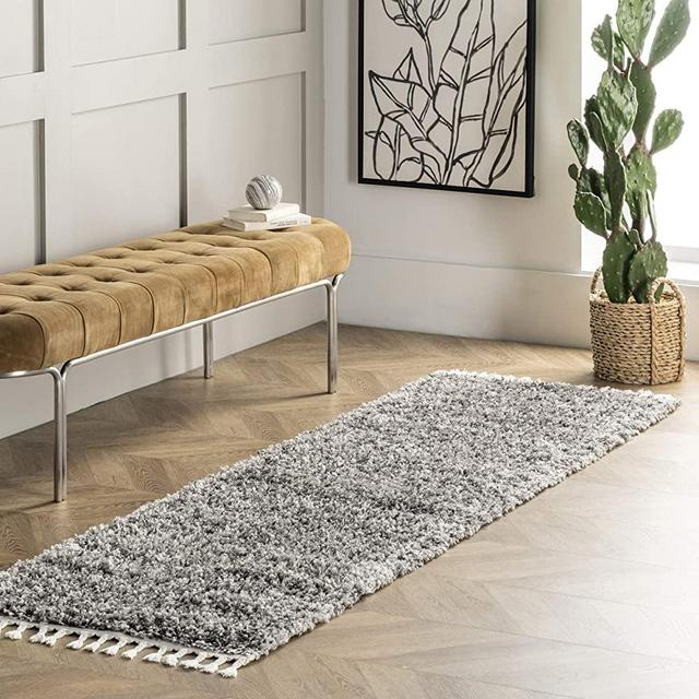 nuLOOM Brooke Contemporary Shag Runner Rug, 2' 6" x 12', Grey