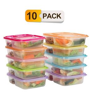 Cuccu - Bento Lunch Boxes,3-Compartment Meal Prep Containers with Lids,Food Storage Containers,10 Pack BPA Free Food Lunch box,Leak Proof,Reusable,Stackable,Microwave,Freezer and Dishwasher Safe