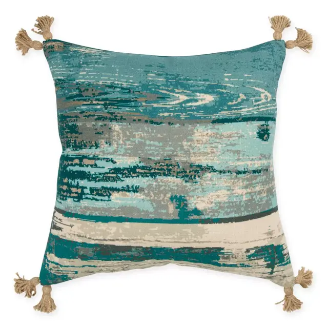 Rizzy Home Abstract 20-Inch Square Throw Pillow in Teal/Natural