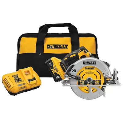 DEWALT XR POWER DETECT 20-Volt Max 7-1/4-in Brushless Cordless Circular Saw with Brake and Aluminum Shoe (1-Battery and Charger Included)