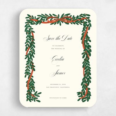 Beige Rounded Wedding Save the Date - Crosby Portrait