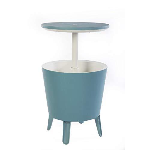 Keter Cool Bar Modern Smooth Style with Legs Outdoor Patio Table with 7.5 Gallon Beer Cooler, Teal
