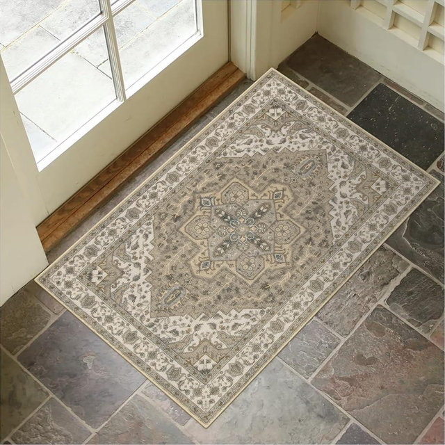 Collive Washable Indoor Door Mat, Non Slip Retro Entryway Rug 24" x 36" Doormat Low-Pile Entrance Rug Distressed Front Door Mat, Welcome Mats Floor Mat Doormats for Kitchen Bathroom Home