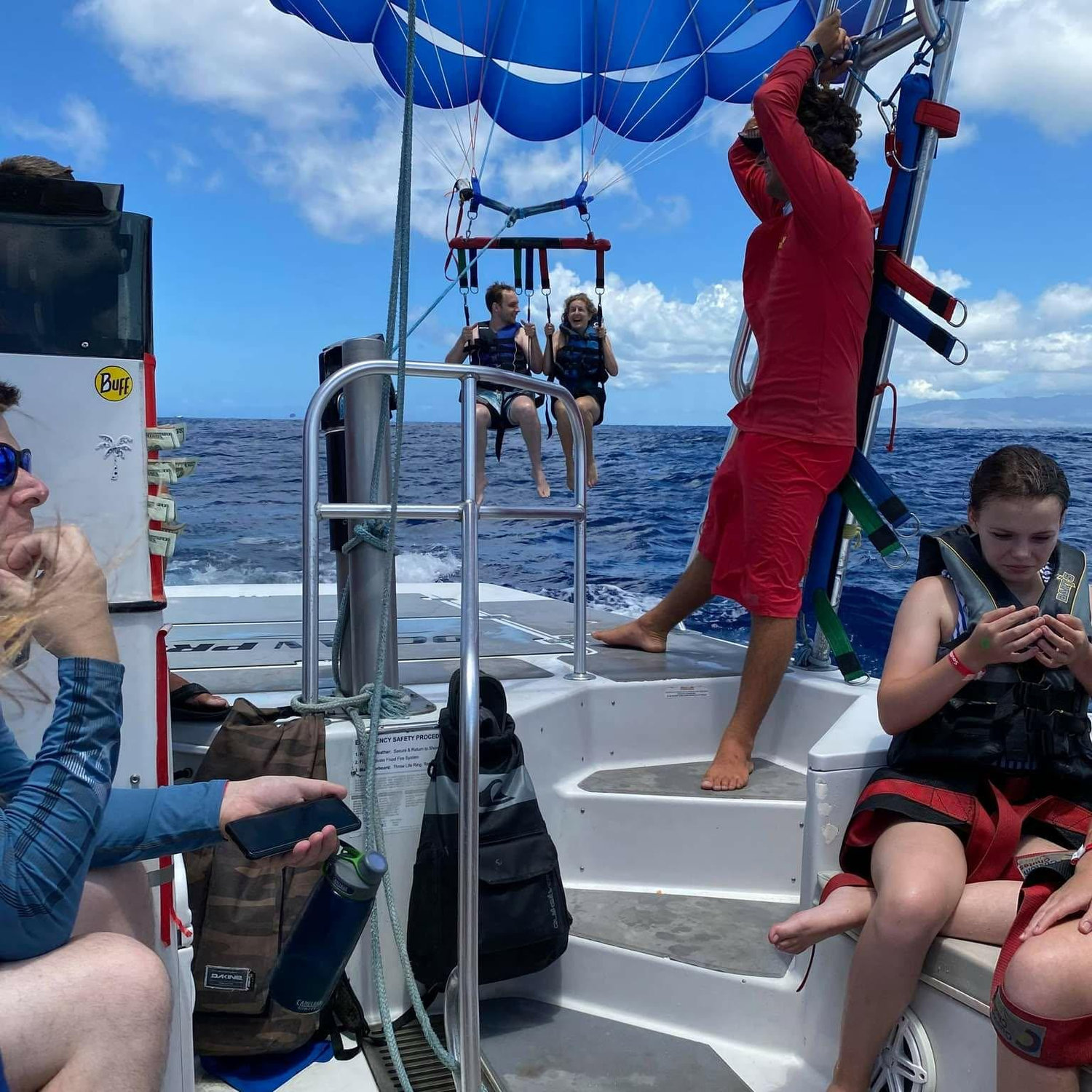 Paragliding over the ocean in Oahu