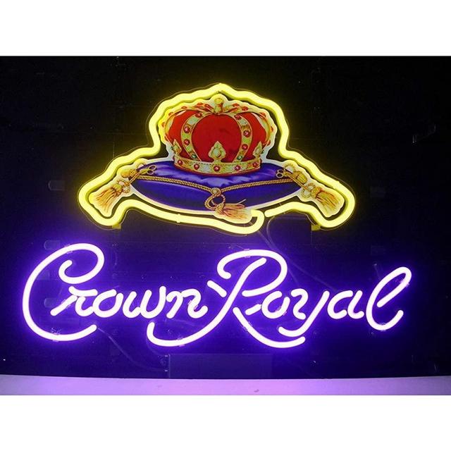 Crown Royal Neon Light Signs Home Beer Bar Pub Recreation Room Game Lights Windows Garage Wall Sign Glass Home Party Birthday Bedroom Bedside Table Decoration Gifts