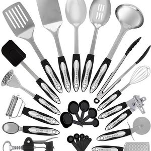 Stainless Steel Kitchen Utensil Set - 25 Cooking Utensils - Nonstick Kitchen Utensils Cookware Set with Spatula - Best Kitchen Gadgets Kitchen Tool Set Gift by HomeHero