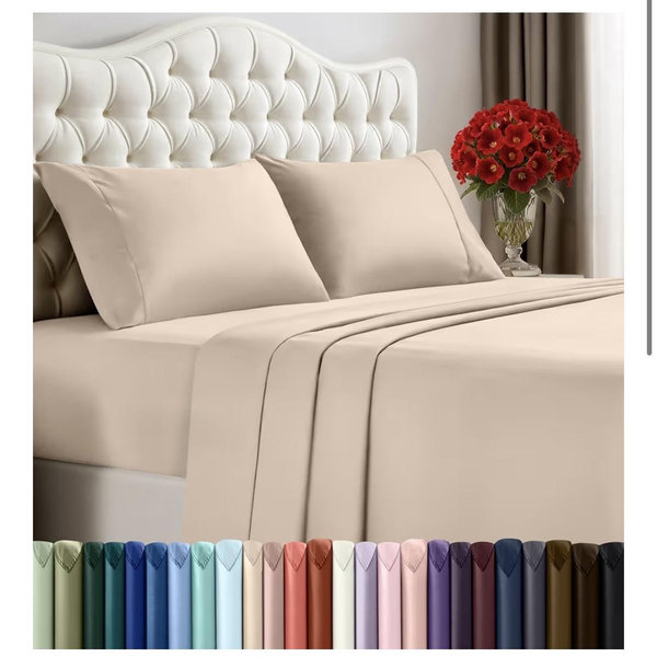 Utopia Bedding King Sheet Set – 4 Piece Bed Sheets for King Size Bed, Soft and Breathable Microfiber, Includes 1 Fitted Sheet, 1 Flat Sheet and 2 Pillowcases (Beige)