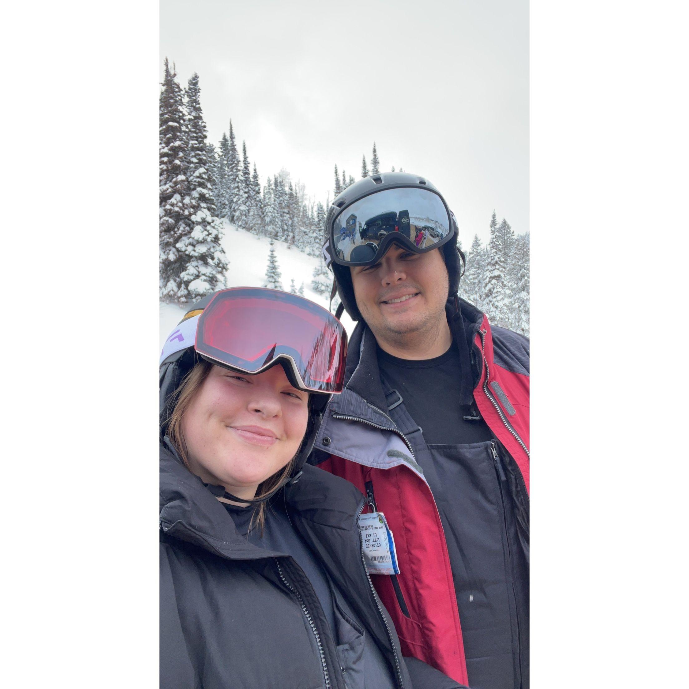 our first time skiing together
