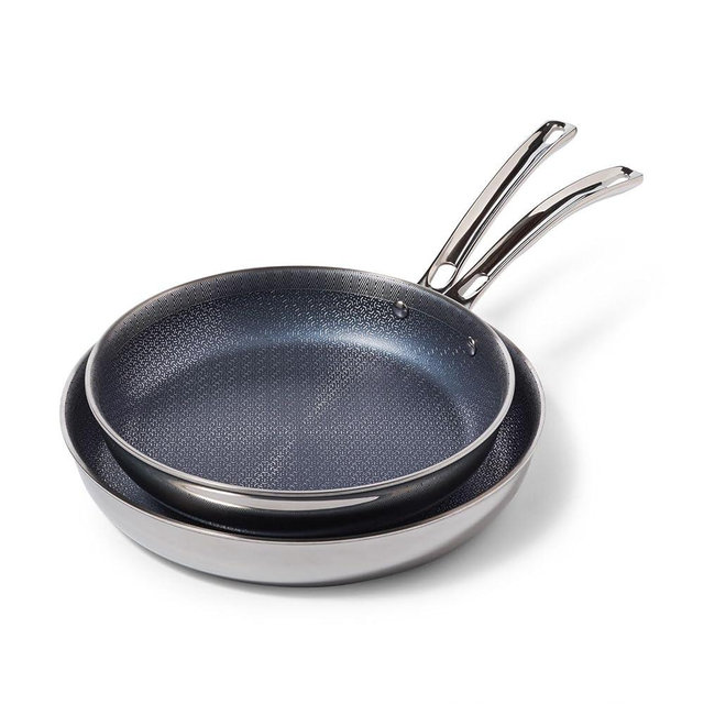 Viking 3-Ply Non Stick Frying Pans, 2-Piece Hybrid Plus Stainless Steel, 9.5 and 11 Inch, Silver