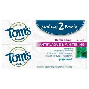 Tom's of Maine® Antiplaque & Whitening Peppermint Natural Toothpaste - 2pk/5.5oz