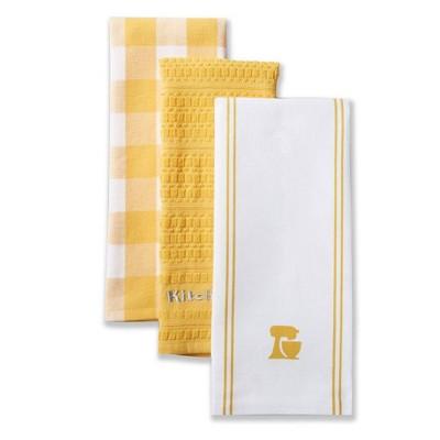 KitchenAid 3pk Mixer Kitchen Towels Yellow/White