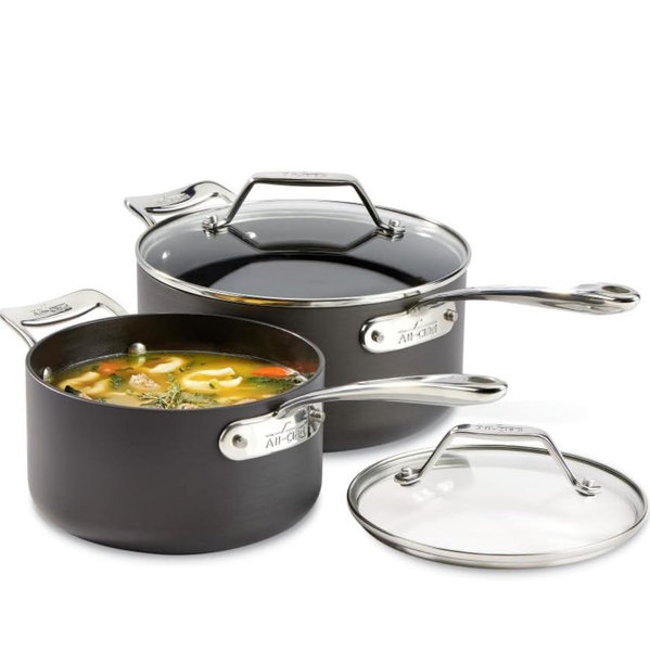All-Clad Sauce Pan - 2.5 & 4 Quart with Lids - Black