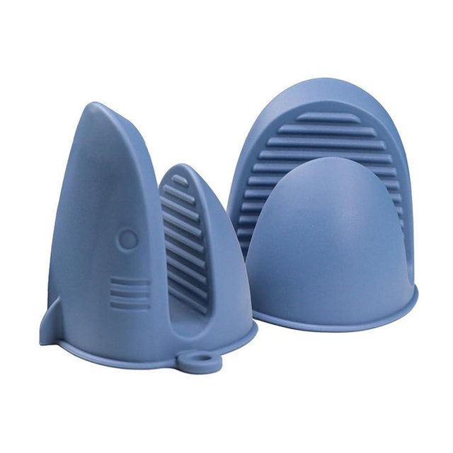 Mini Oven Gloves Silicone Heat Resistant Cooking Pinch Mitts Potholder for Air Fryer Kitchen Cooking & Baking (Blue)
