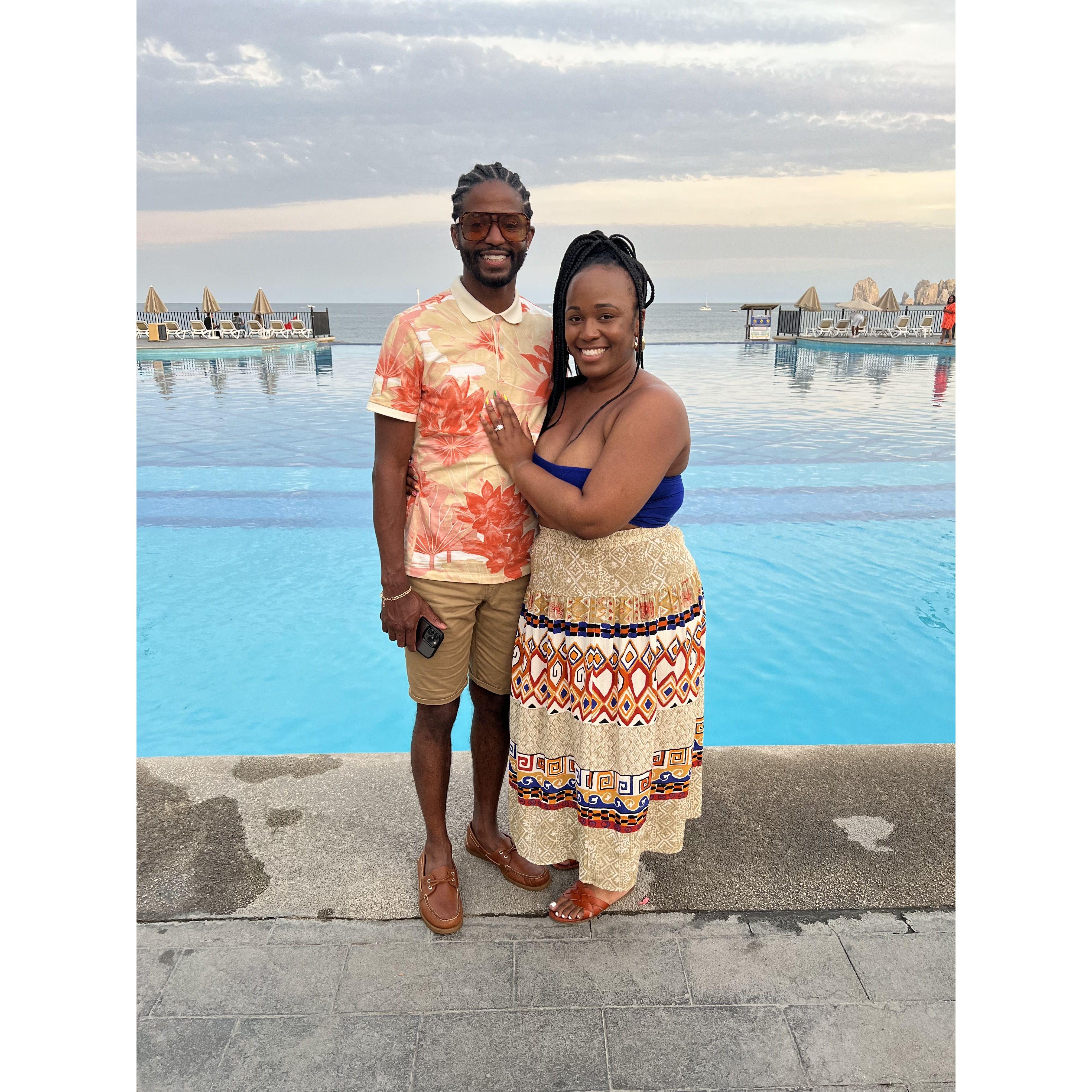 Right after the proposal! Cabo Mexico. July 2022. Puffy eyes from endless crying LOL