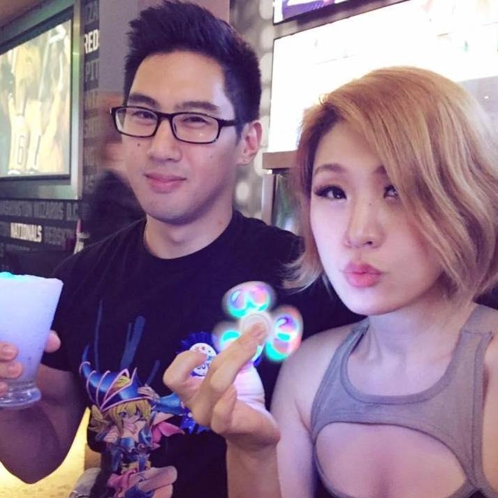 For Chris' birthday, we went to Dave and Buster's and had invited a ton of people. Fidget spinners were still a thing, lol.
