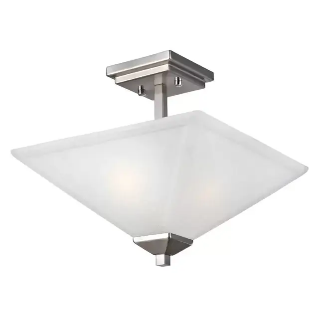 Torino 13 in. 2-Light Satin Nickel Semi-Flush Mount Ceiling Light