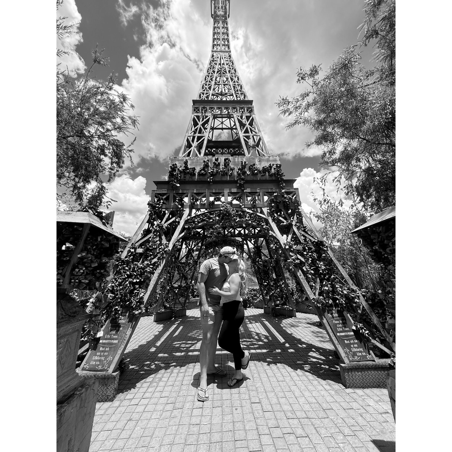 Hartbeespoort Eiffel Tower. We engraved a lock and locked it to the tower forever
