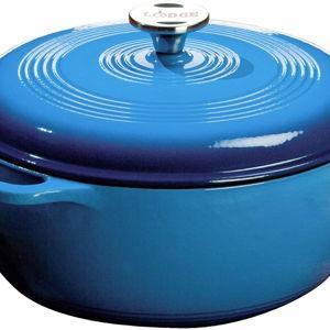 Lodge Essential Enamel Cast Iron Dutch Oven - Perfect for Bread Baking, Braising, Marinating & Slow Cooking - Features Moisture-Sealing Lid & Dual Handles - Kitchen Essentials - 6 Quarts - Caribbean Blue