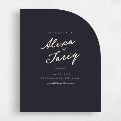 Black Half arch Wedding Save the Date - Finnian Portrait