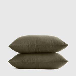 Linen Sham Set in Dusty Olive - KING
