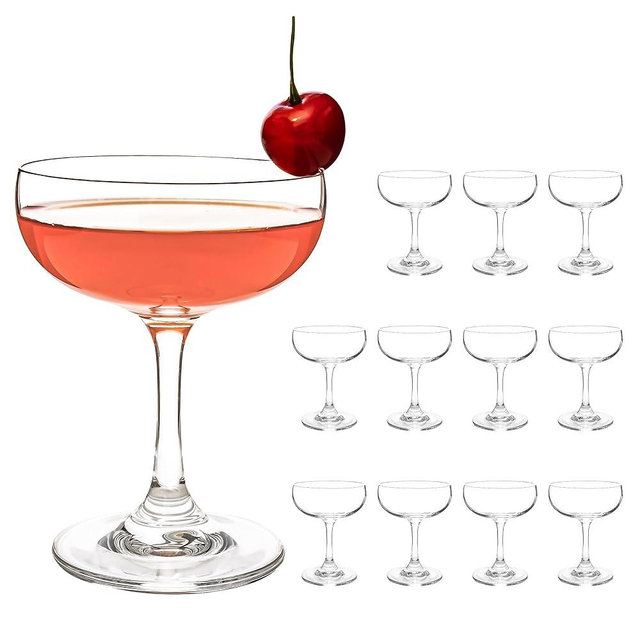 CZUMJJ Crystal Coupe Champagne and Cocktail Glasses Daiquiri Manhattan Glasses Set of 12 Martini Drinking Set for Parties, Bars and Gifts, 7 oz