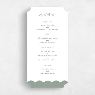 Green Ticket Wedding Menu - Biltmore