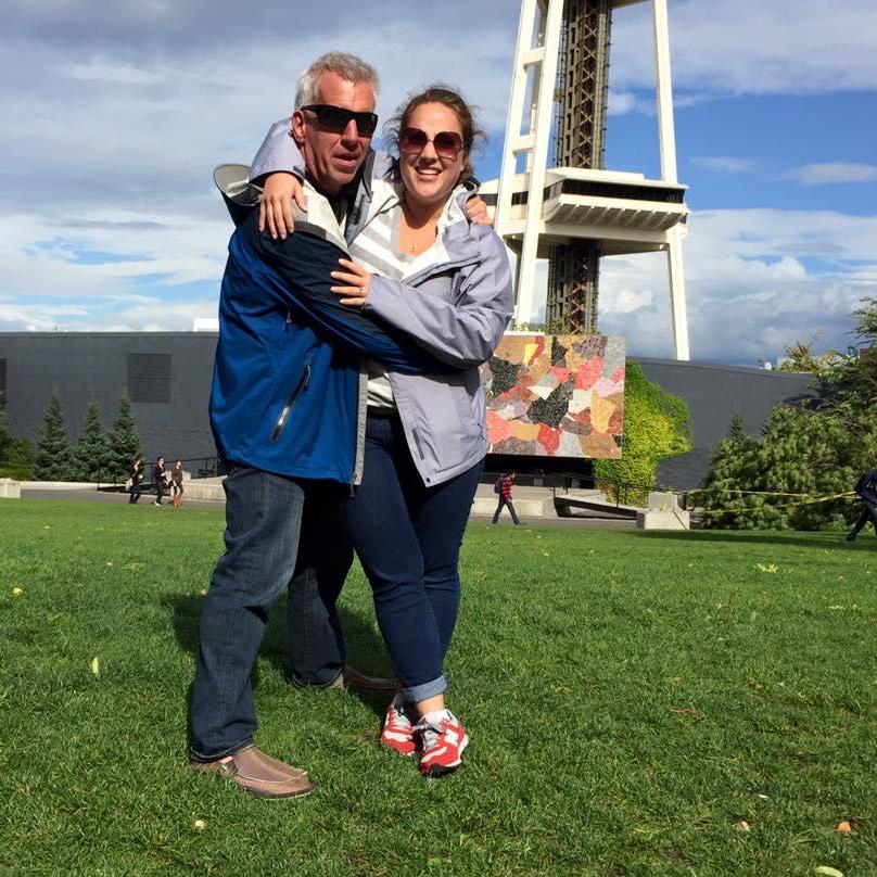 Posing in front of the Space Needle.