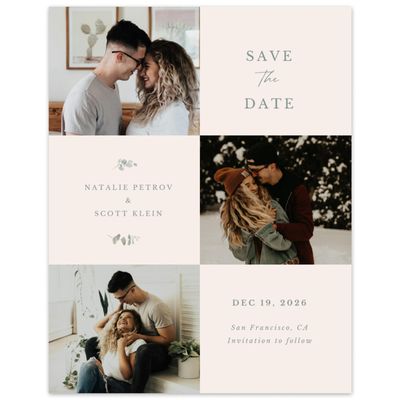Linen, Beige Wedding Digital Save the Date - Verde Portrait