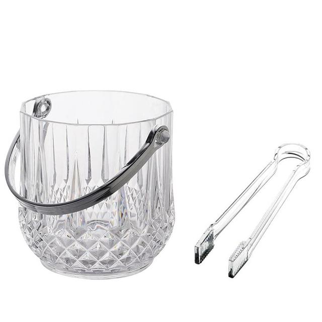 DOITOOL Bucket with Handle and Ice Tong - Wine Cooler Bucket Clear Ice Buckets for Parties - Portable Wine Chiller Bucket Acrylic Ice Bucket for or Beer Bottle