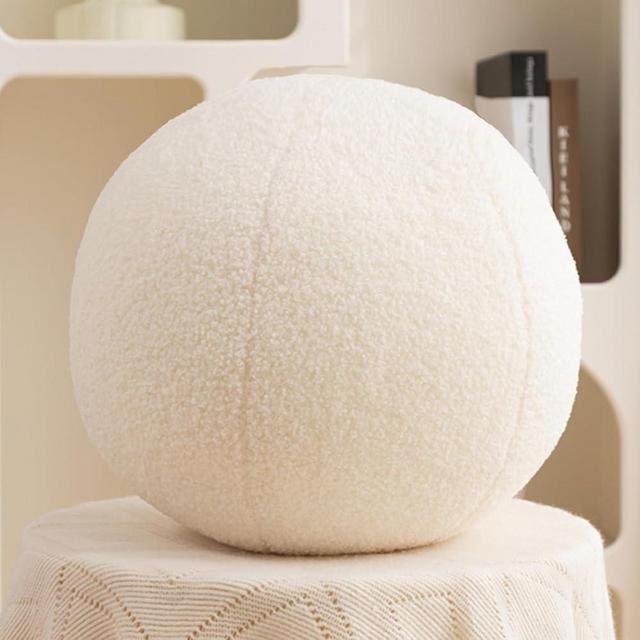 Gerlisay 11.8 inch Ball Pillow Nordic Round Throw Pillows Boucle Ball Pillow Sphere Shaped Pillow Round Decorative Pillow for Couch, Sofa, Bedroom (Cream White)