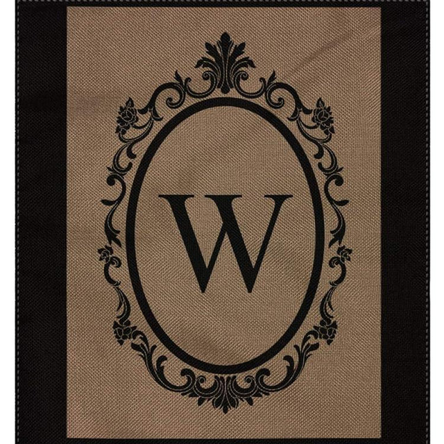 pingpi W Monogram Double-Sided Burlap Garden Flag - 12.5" W x 18" H