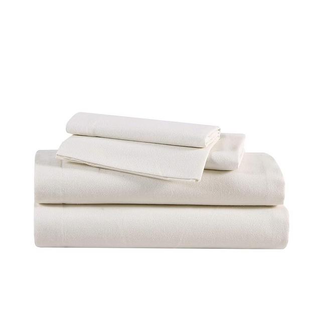 Eddie Bauer - King Sheets, Cotton Flannel Bedding Set, Brushed for Extra Softness, Cozy Home Decor (Ivory, King)