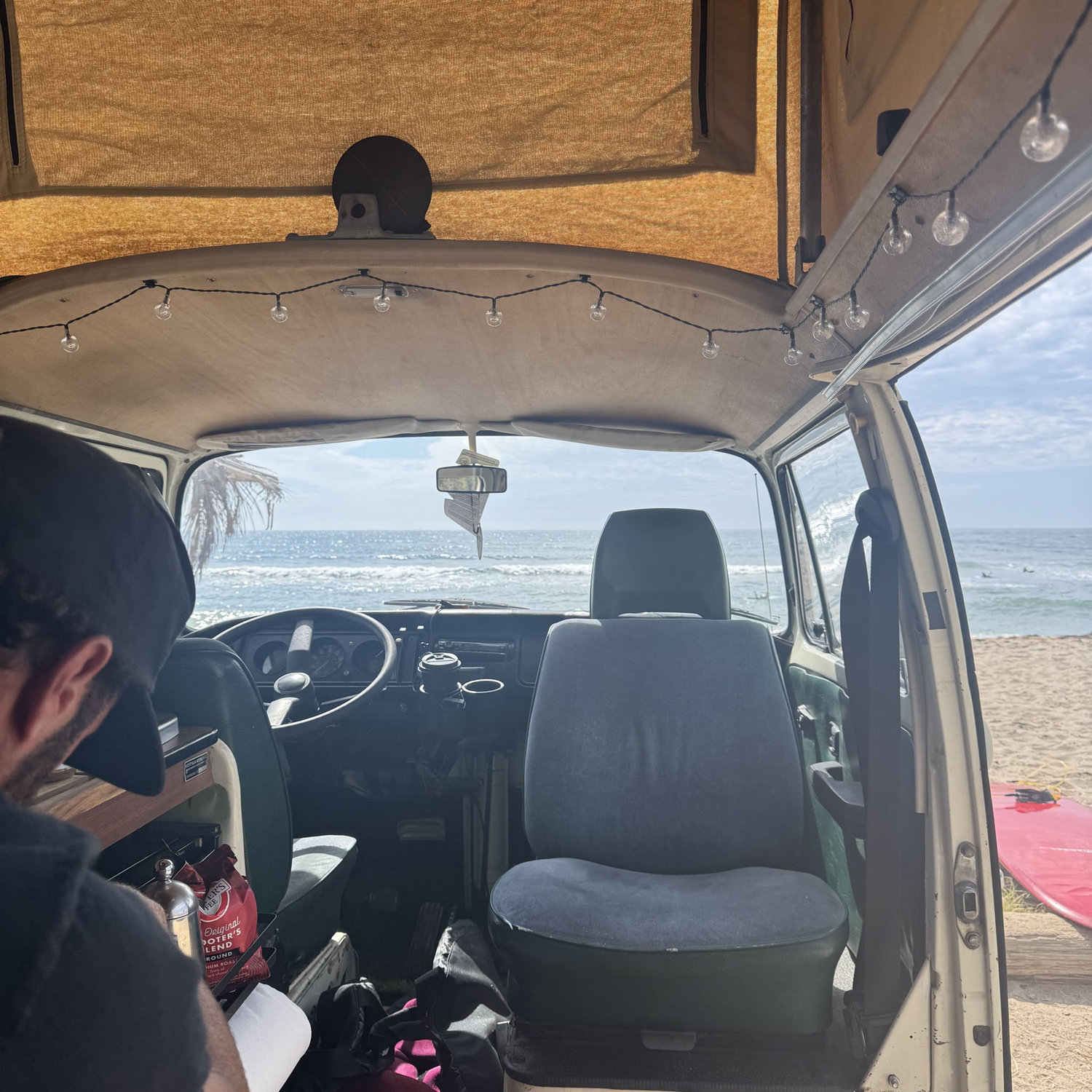 Lots of beach days in the bus. Beach days are so special to us and where we got to know each other and fell in love.
