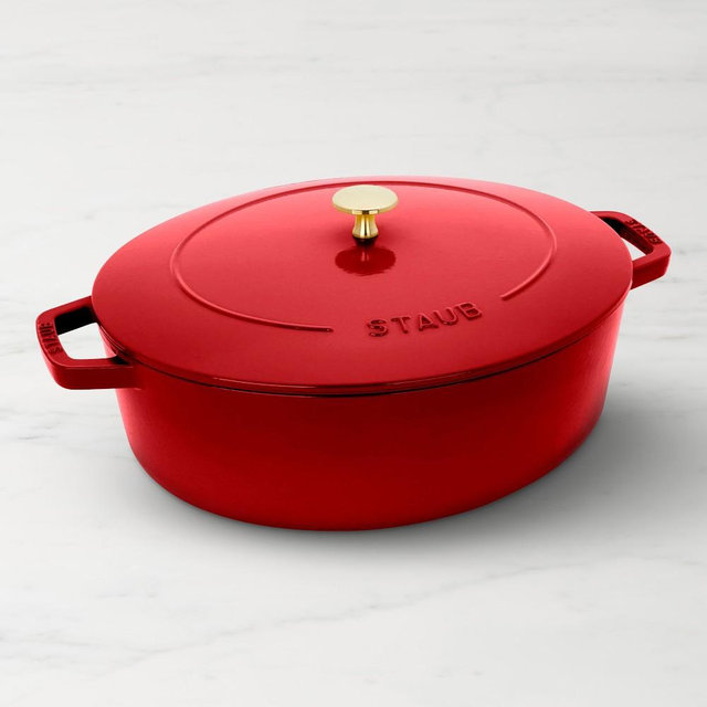 Staub Enameled Cast Iron Wide Oval Dutch Oven, 6 1/4-Qt., Cherry