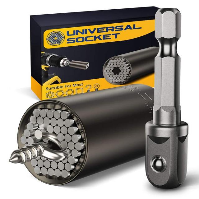 Universal Socket Tools Gifts for Men Dad - Socket Grip Tool Sets with Power Drill Adapter, Unique Gadgets Super Socket Set, Handy DIY Tools, Valentine's Day Gifts for Men/Husband/Boyfriends/Women