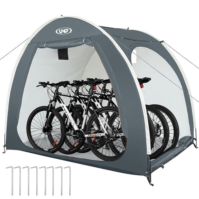 UNP Bike Storage Shed Tent, Portable Outdoor Bike Storage Tent with 210D Oxford Thick PU4000 Waterproof for 1/2/3/4 Bikes, Bike Covers Storage Shed Tent for Bicycles, Lawn Mower, Garden Tools