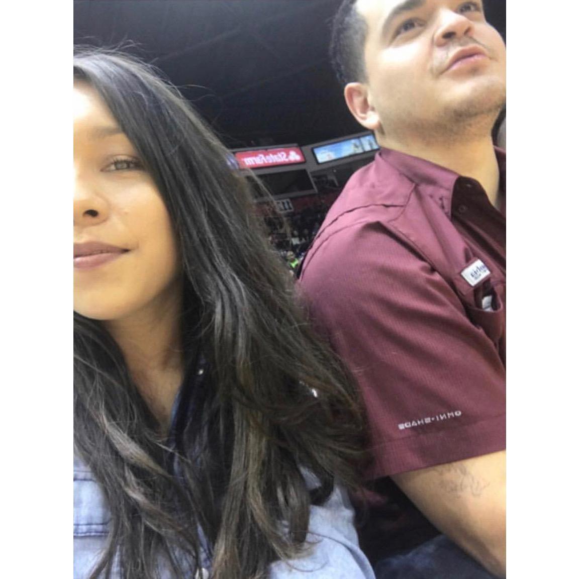 Court-side at an RGV Vipers game. We very quickly bonded over sports the second we met over a game of corn-hole. Javi will never admit how badly Samantha was outscoring his game.