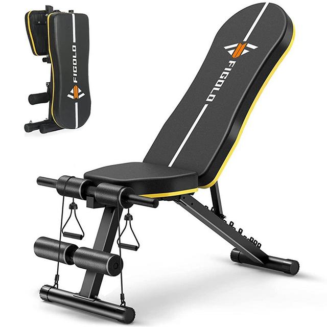 Weight Bench Adjustable, Figolo Workout Bench with Thicken Premium Steel Widen Seat for Home Gym Strength Training Press Bench with Easy Installation - Black