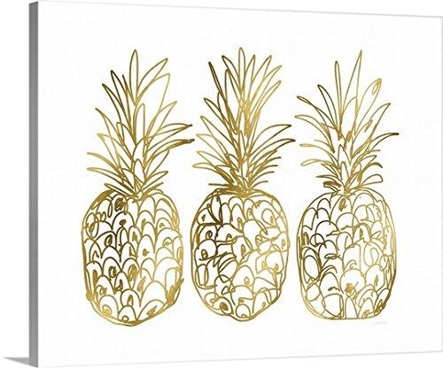 Canvas Wall Art Print, 20" x 16", 'Three Golden Pineapples'