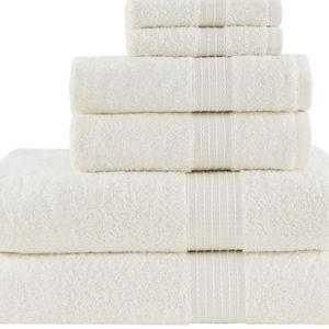 Madison Park Organic 100% Cotton Bathroom Towel Set, Hotel & Spa Quality Highly Absorbent, Quick Dry, Include for Shower, Handwash & Facial Washcloth, Multi-Sizes, Ivory