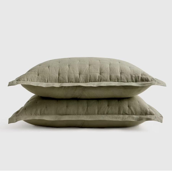 European Linen Box Quilted Sham Set - Willowleaf, King